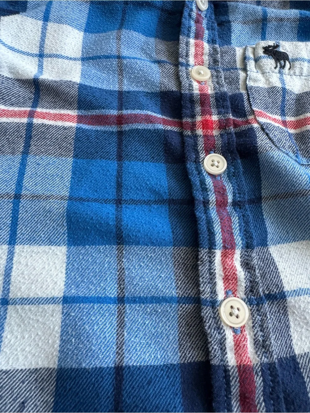 Abercrombie & Fitch Blue White Red Plaid Flannel Shirt Boys Size 7/8